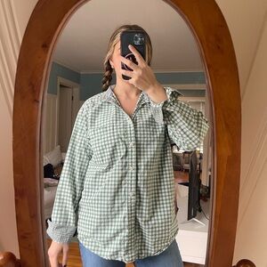 Women's Green Checkered Button Down Shirt